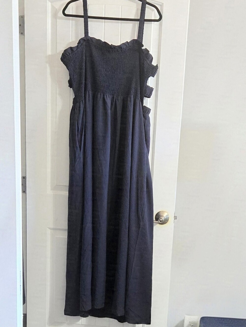DAVI & DANI Navy Smocked Front Sleeveless Open Back Maxi Dress 3X